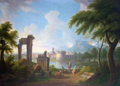 Mountainous River Landscape with the Tomb of Cecilia Metella and the Campanile of Campovaccino by Gabrielle Ricciardelli